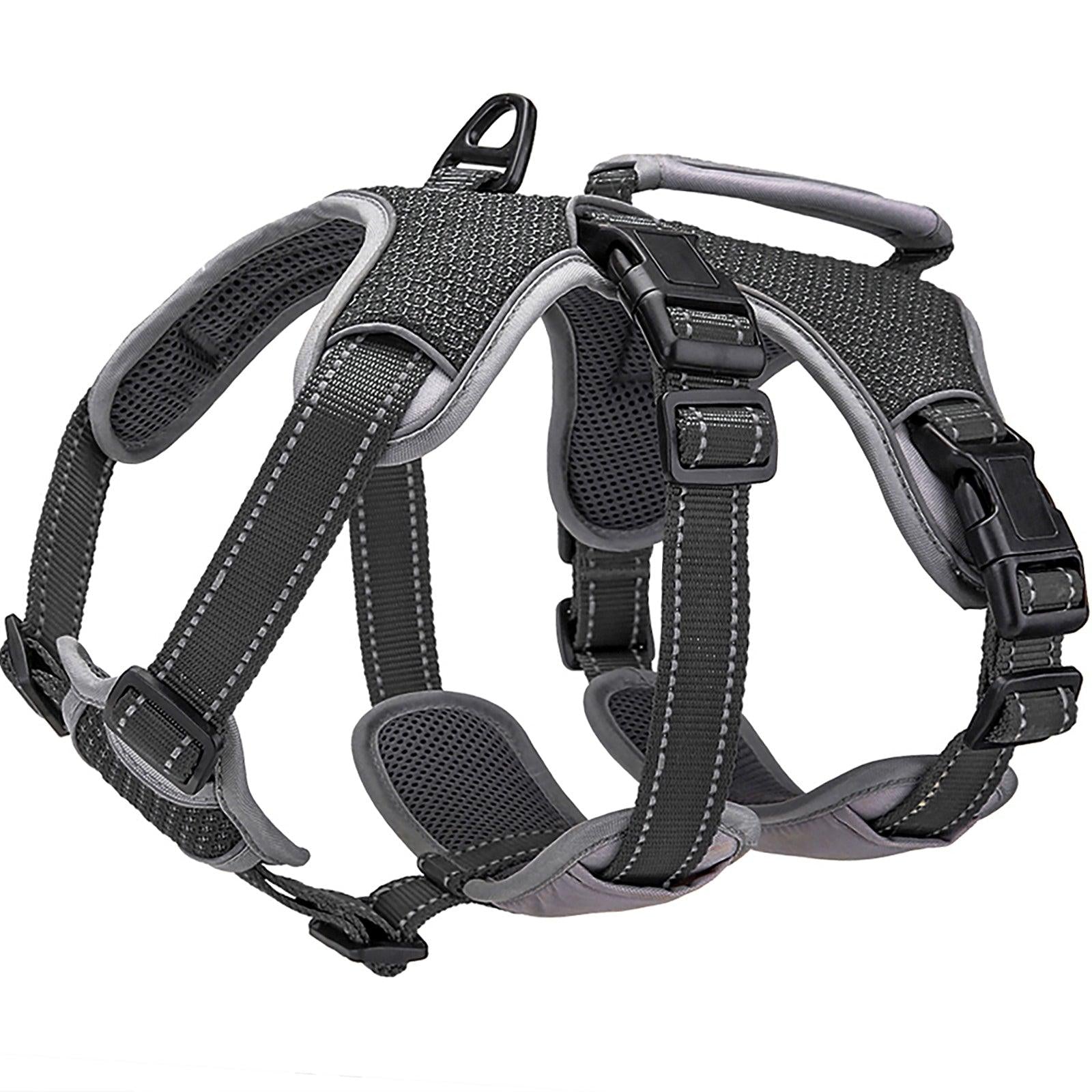 Rabbitgoo Escape Proof Dog Harness, Soft Padded Full Body Pet Harness, Reflective Adjustable No Pull Walking Hiking Training, M, Black